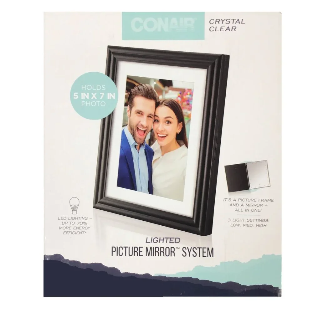 Conair Lighted Vanity Mirror / 5 x 7 Picture Frame, LED, 3 Settings - NEW!